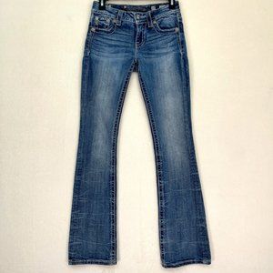 Miss Me Women's Jeans Size 25 Blue Denim Boot Cut Mid Rise Inseam 34 MP8476B